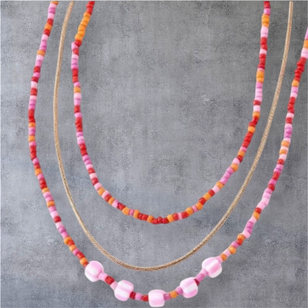 Universal Thread Mini Beaded & Disc Charm Layer Multicolor Necklace